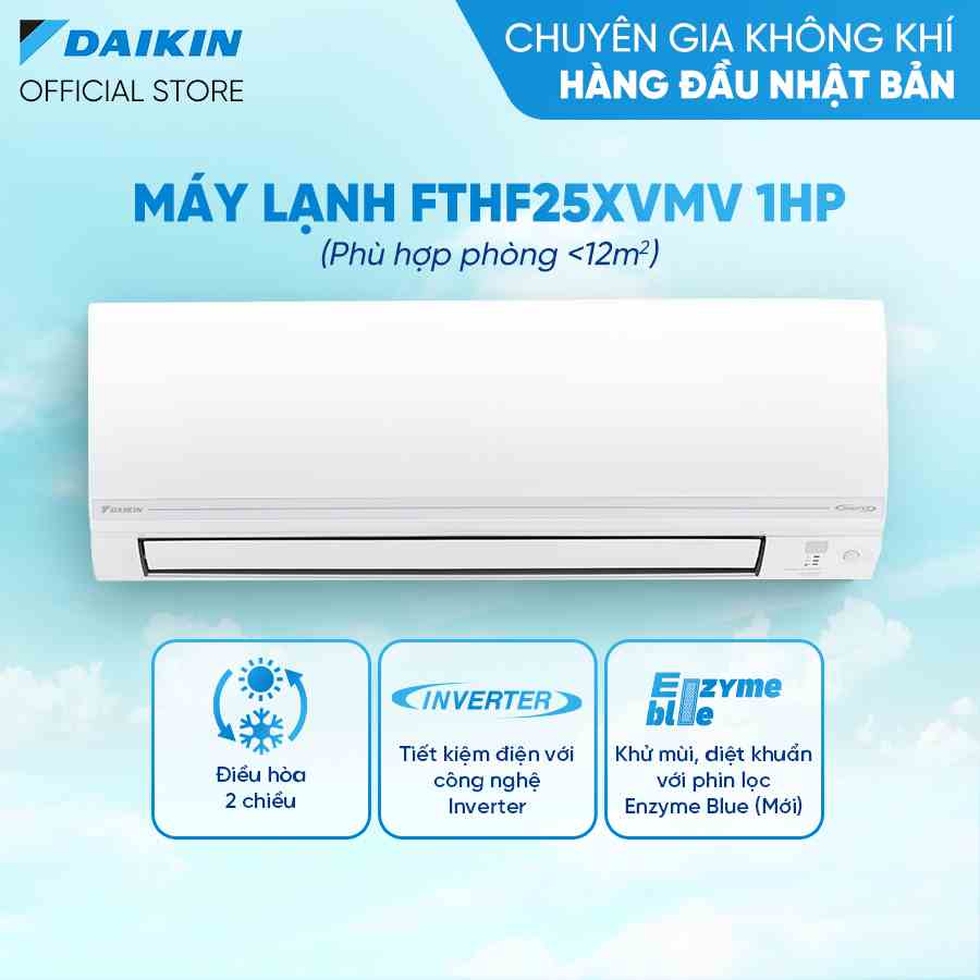 Model mới 2023 - Máy Lạnh Daikin Inverter 2 chiều FTHF25XVMV - 1HP (9000BTU) Streamer - Hàng chính hãng