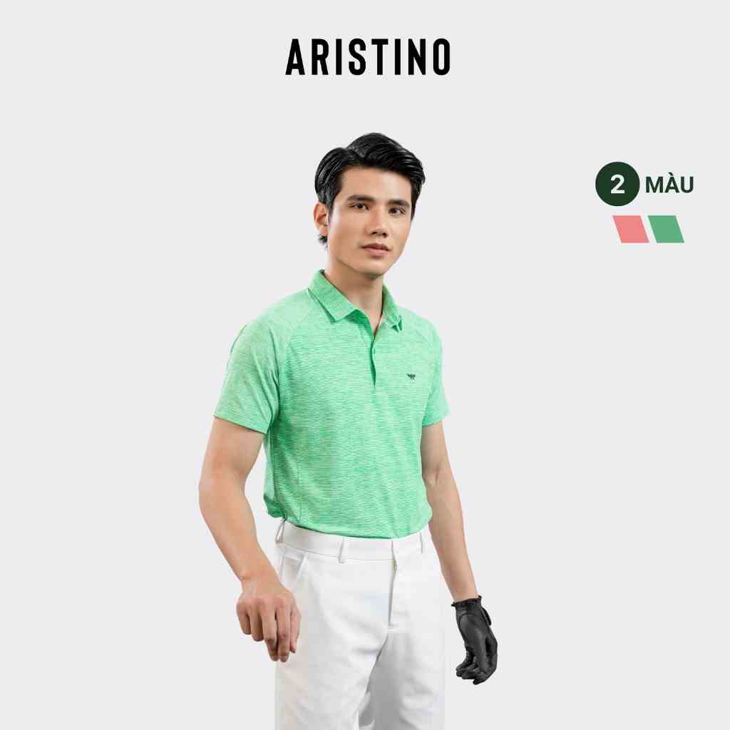 Áo polo nam ngắn tay ARISTINO phom Golf fit suông vừa, hiệu ứng in kẻ nhỏ tinh tế, ấn tượng - APSG12S1