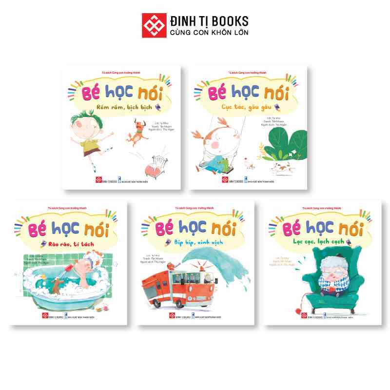 Sách - Bé học nói - Cho trẻ từ 0 - 6 tuổi, giúp trẻ tập nói, học từ ngữ - Bộ 10 chủ đề - Đinh Tị Books