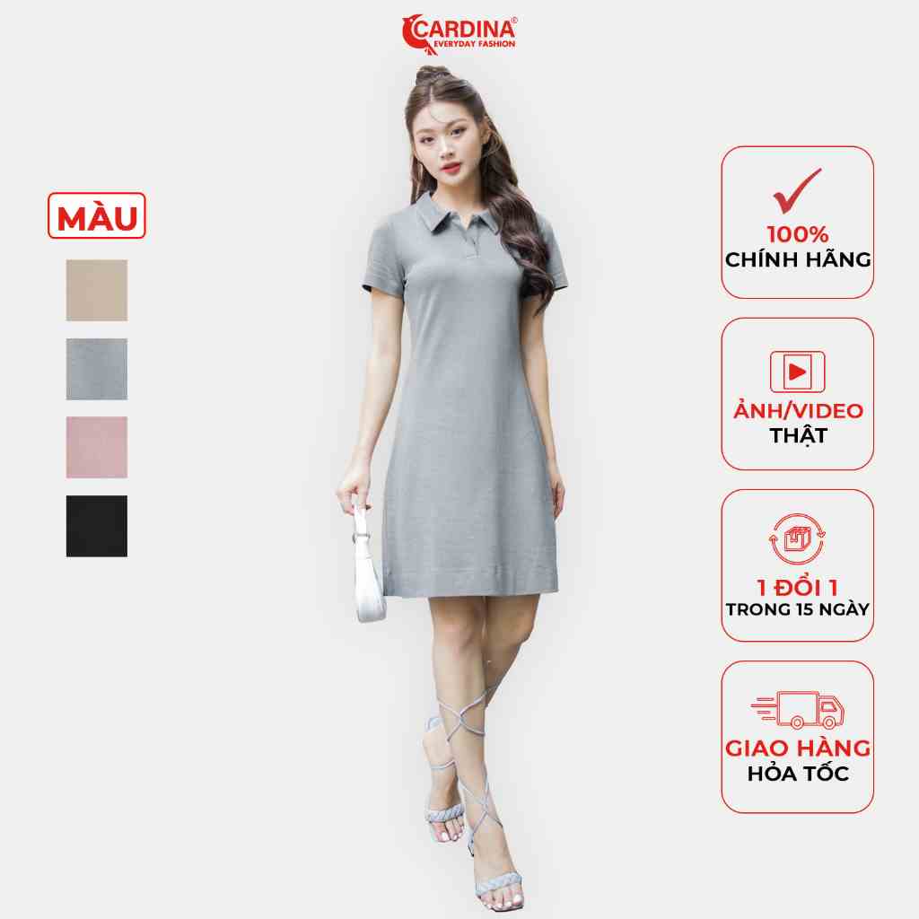 Đầm Polo Nữ 𝐂𝐀𝐑𝐃𝐈𝐍𝐀 Chất Vải Waffle Cao Cấp Dáng Dài Chữ A Cổ Đức Thoáng Mát Năng Động 3VP01