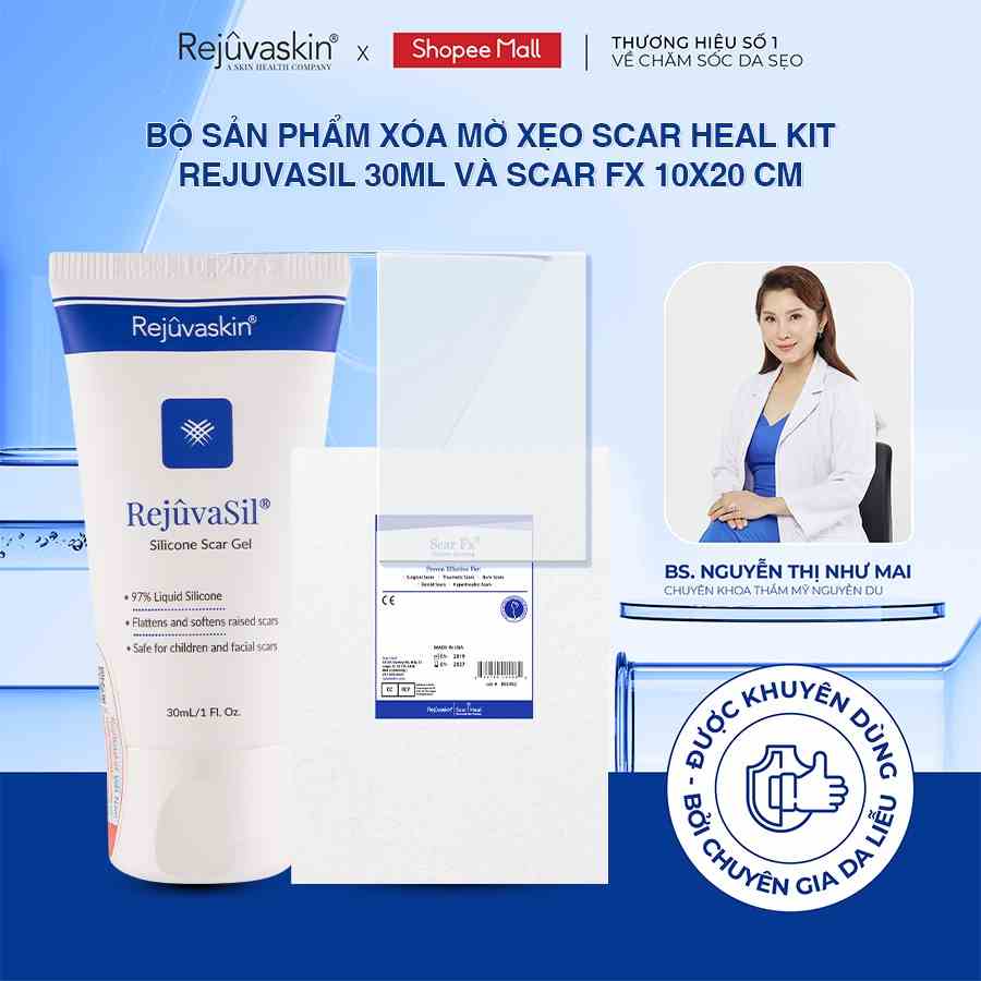 Bộ sản phẩm xóa mờ sẹo lồi Rejuvaskin Scar Heal Kit - DH Beauty