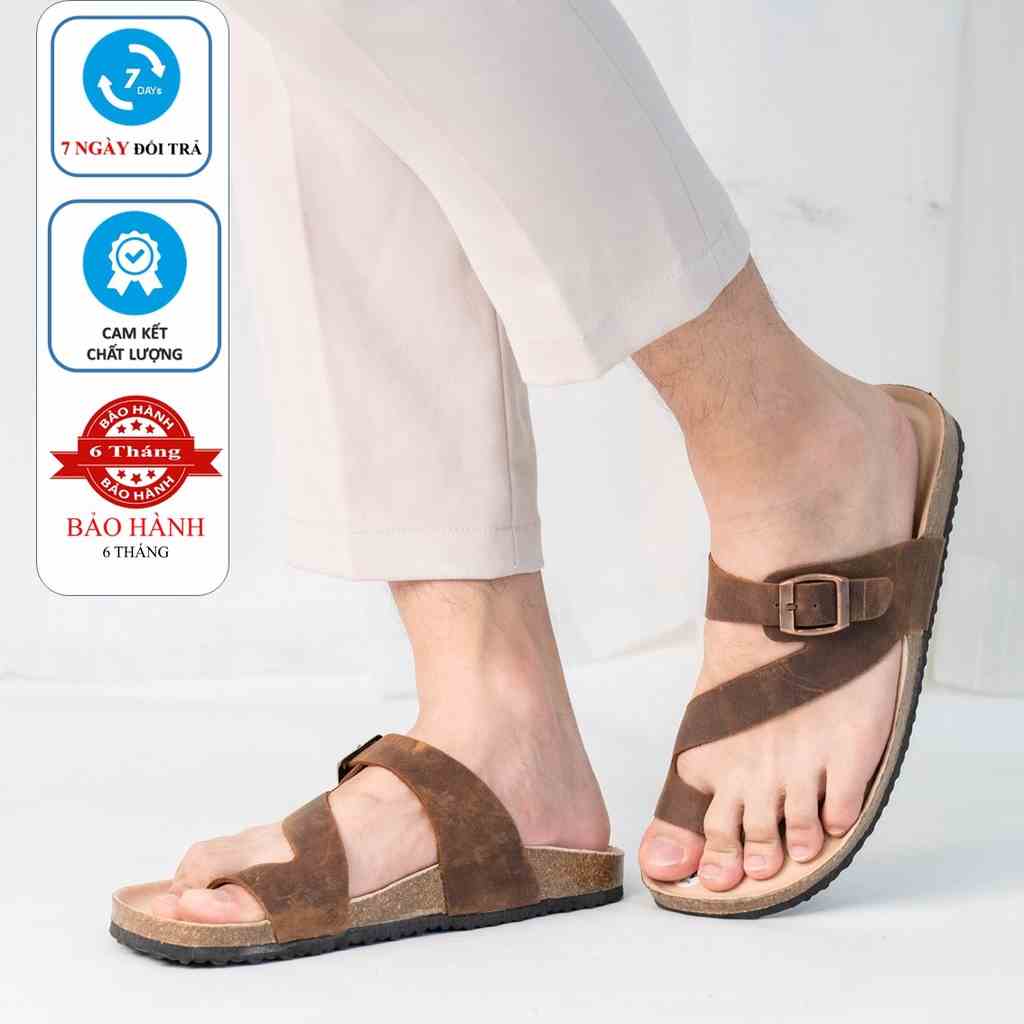 DK24 - Dép Birken Đế Trấu BIOLINE Official Quai Xỏ Ngón Unisex Nam nữ Da Bò Thật