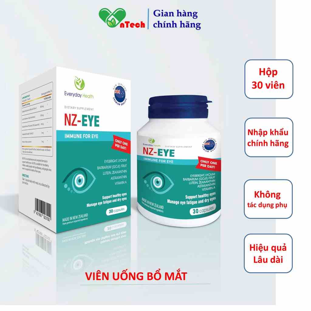 Bổ mắt Every day health NZ - EYE Giúp tăng cường thị lực giảm các triệu chứng khô mắt mỏi mắt hộp 30 viên