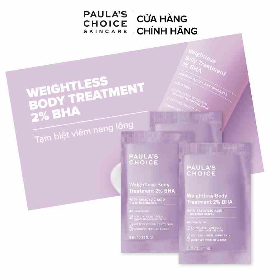 [HB GIFT] Bộ ba Kem dưỡng thể ngừa viêm lỗ chân lông Paula’s Choice WEIGHTLESS BODY TREATMENT WITH 2% BHA 4mlx3 5709x3