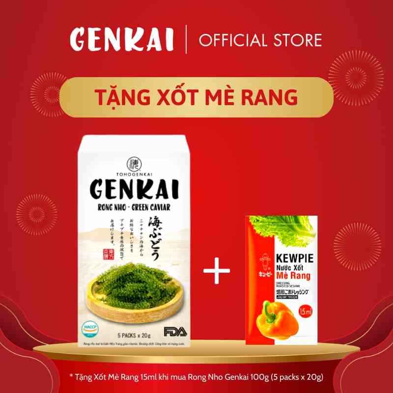 [Mã BMLTB35 giảm đến 35K đơn 99K] [TẶNG XỐT MÈ RANG 15ML] Rong Nho GENKAI 100g (20g x 5 gói)