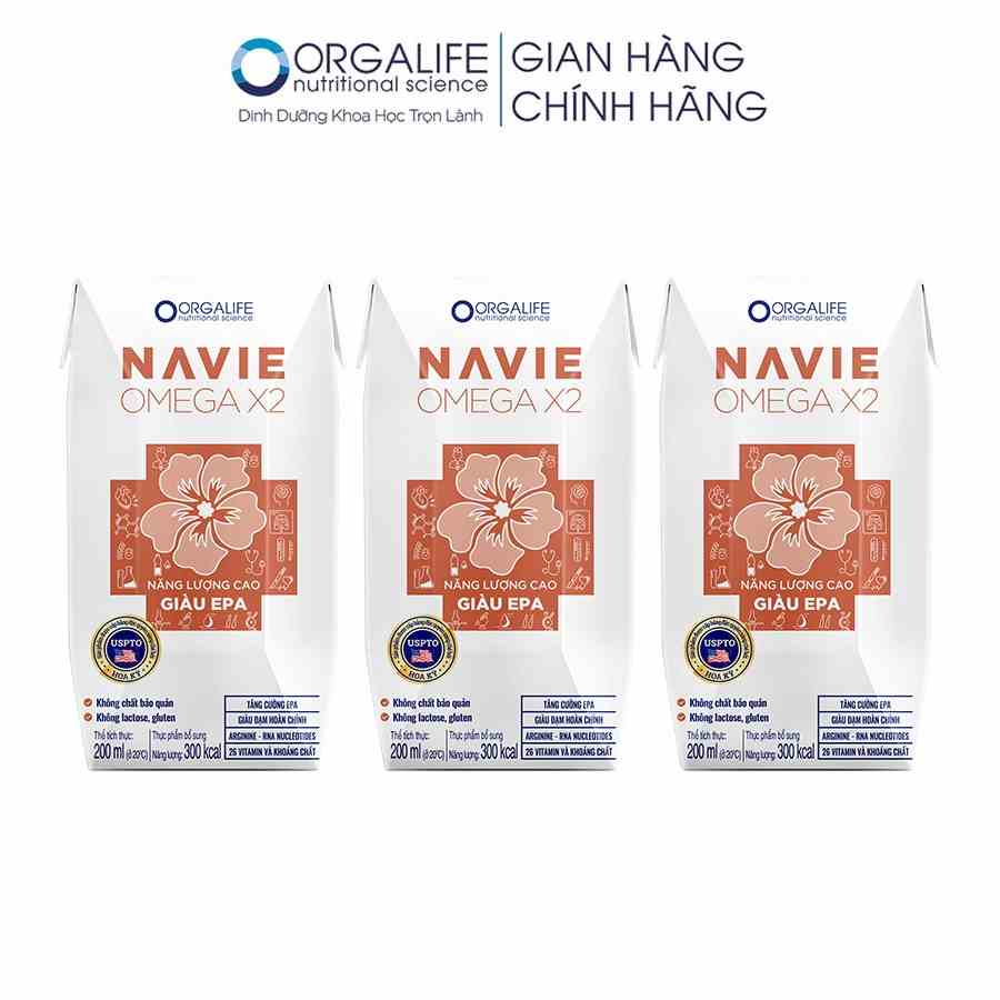 Lốc 3 Hộp thực phẩm dinh dưỡng y học Navie Omega X2 - Dinh dưỡng chuyên dùng hỗ trợ phục hồi nhanh cho bệnh nhân Ung Thư