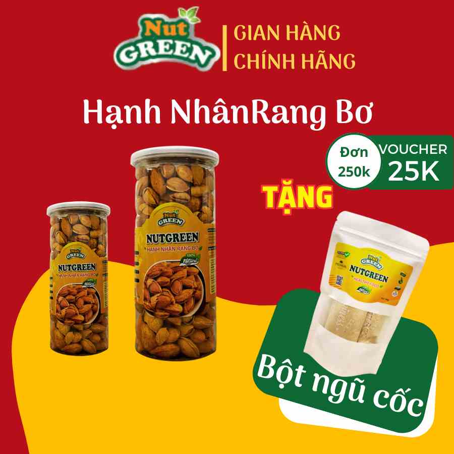 Hạt Hạnh Nhân Rang Bơ NUTGREEN 500 Gram Giàu Dinh Dưỡng Ăn Liền