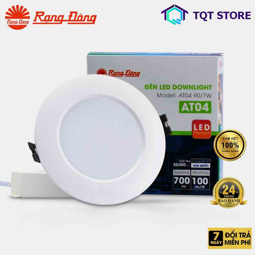 Đèn LED Downlight chính hãng Rạng Đông AT04 90/7W 3000K SS/ 4000K SS/ 6500K SS