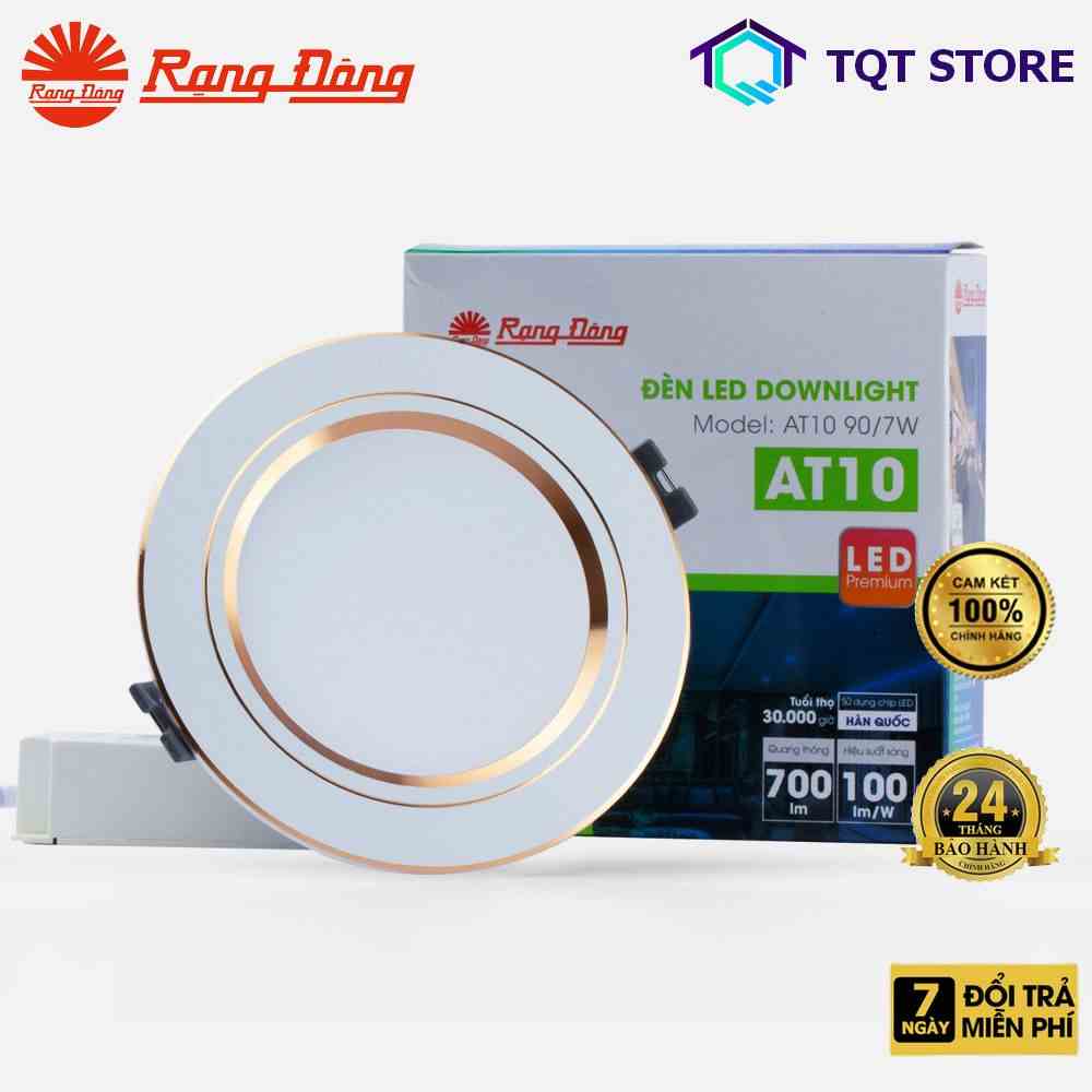 Đèn LED Downlight chính hãng Rạng Đông AT10 90/7W 6500K SS / 3000K SS