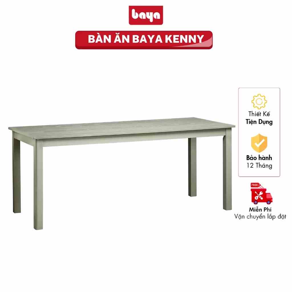 Bàn Ăn BAYA KENNY Làm Từ Chất Liệu Gỗ Cao Su MDF, Màu Xám Hiện Đại, Kích Thước L180xW75xH75 2001451