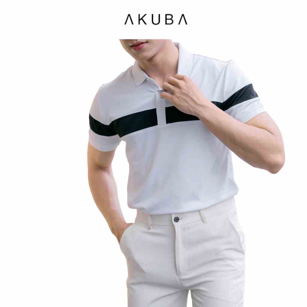 Áo polo nam vải cá sấu cotton AKUBA form slimfit, chất liệu thoáng mát, mềm mại, thấm hút mồ hôi tốt |01J0608