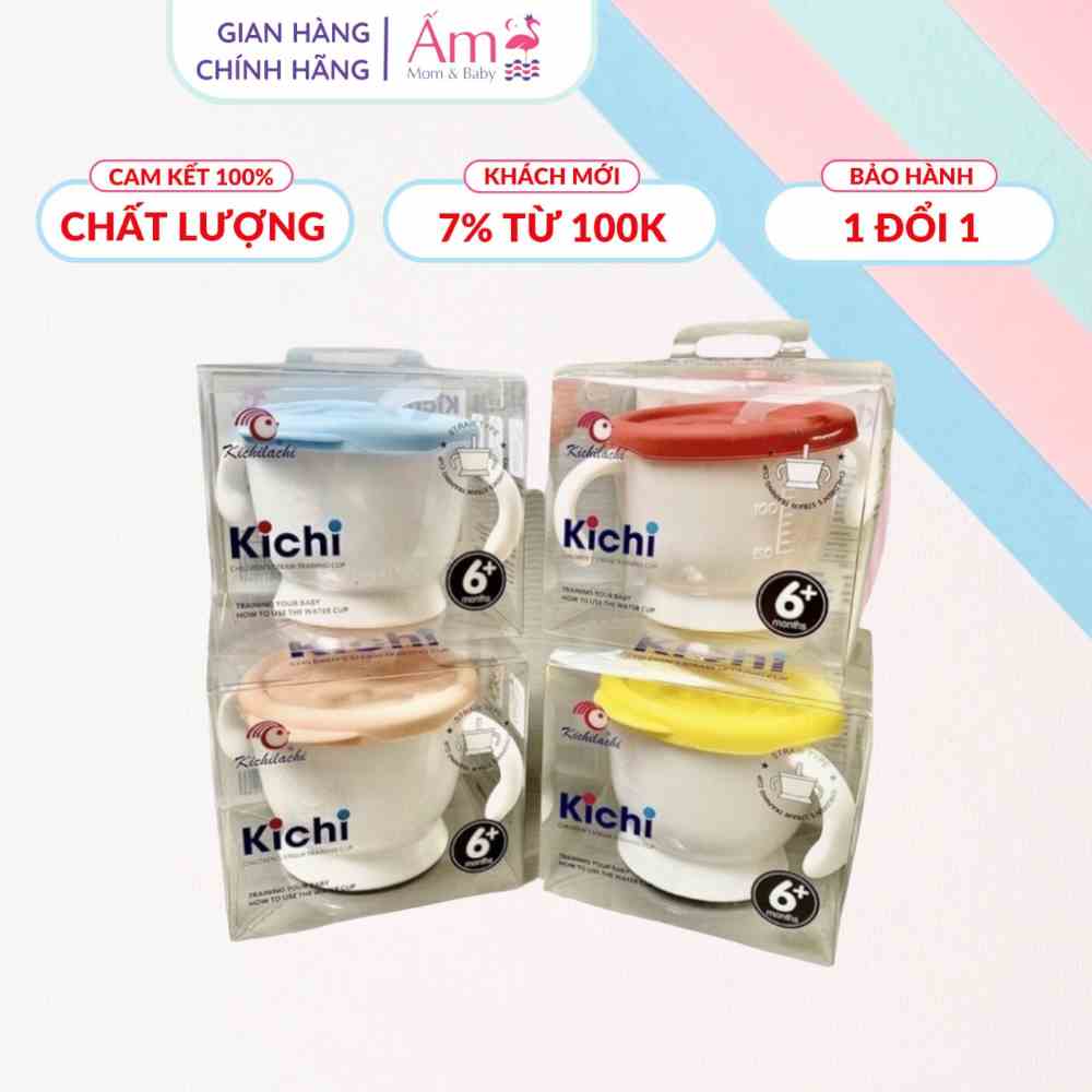 Cốc Tập Uống, Tập Hút 3 Giai Đoạn Kichilachi Ấm Baby Cho Bé Có Vạch Chia 150ml Ấm Gift Decor