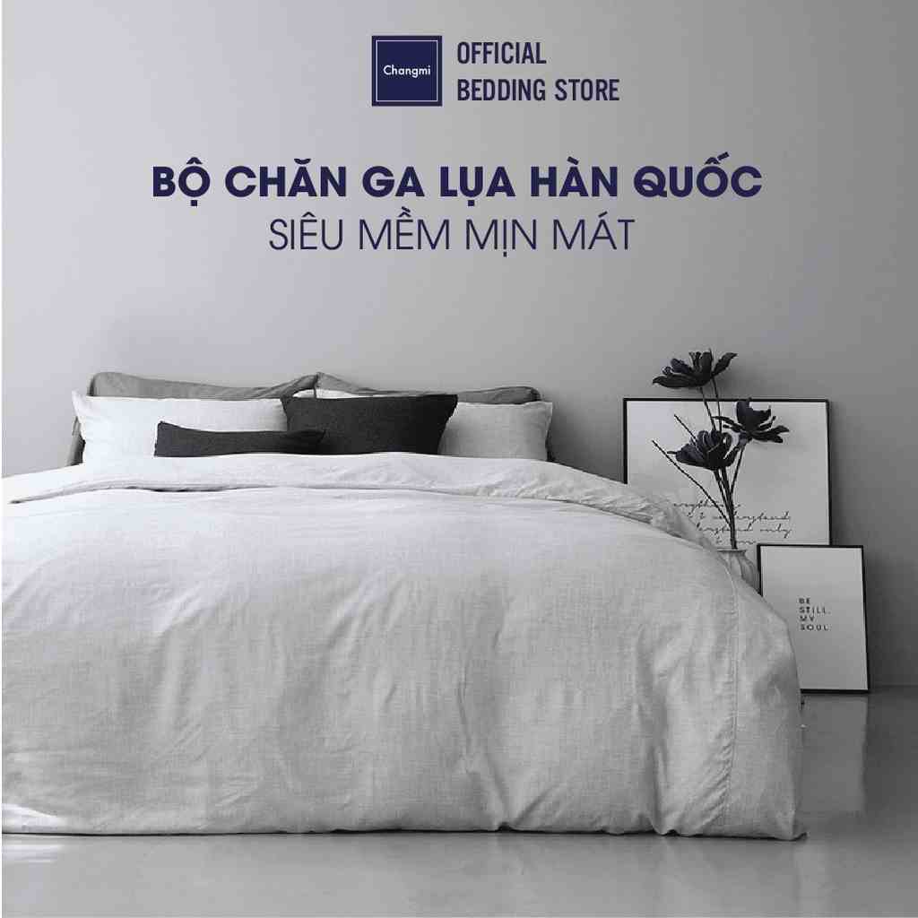 Bộ chăn ga lụa Modal cao cấp Changmi làm từ gỗ sồi Hàn Quốc siêu mềm mịn mát màu trơn sang trọng