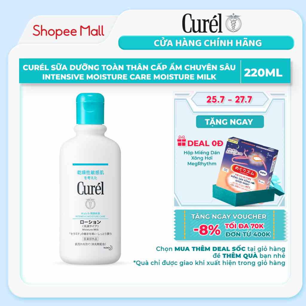 Sữa Dưỡng Toàn Thân Cấp Ẩm Chuyên Sâu Curel Intensive Moisture Care Moisture Milk 220ml