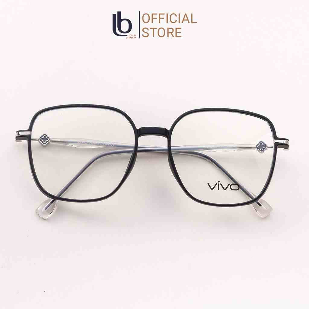 Kính gọng vuông kim loại LB EYEWEAR 8295 kính mắt cận nam nữ chống ánh sáng xanh, tia UV thời trang cao cấp