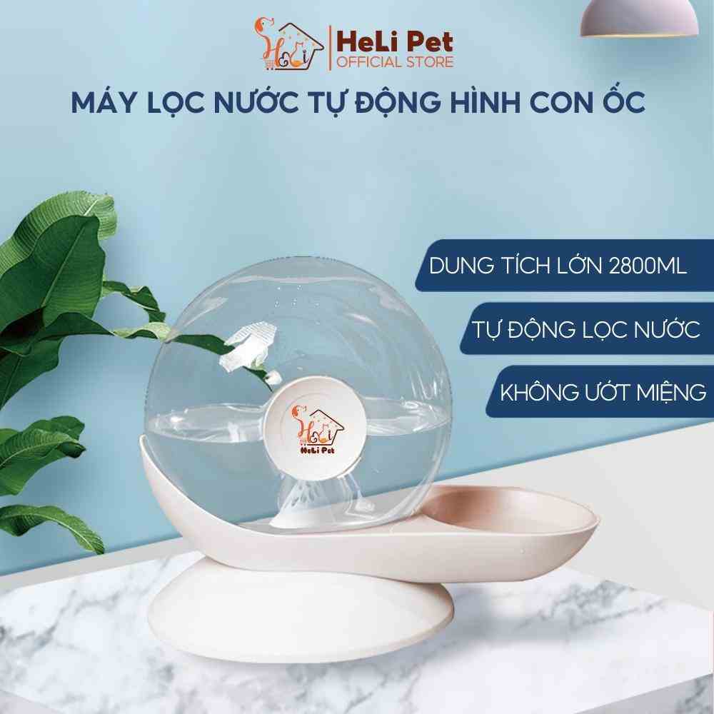 [THỂ TÍCH LỚN 2.8L] Bình Lọc Nước Tự Động Hình Con Ốc Cho Chó Mèo Máy Uống Nước Cho Thú Cưng - HeLiPet