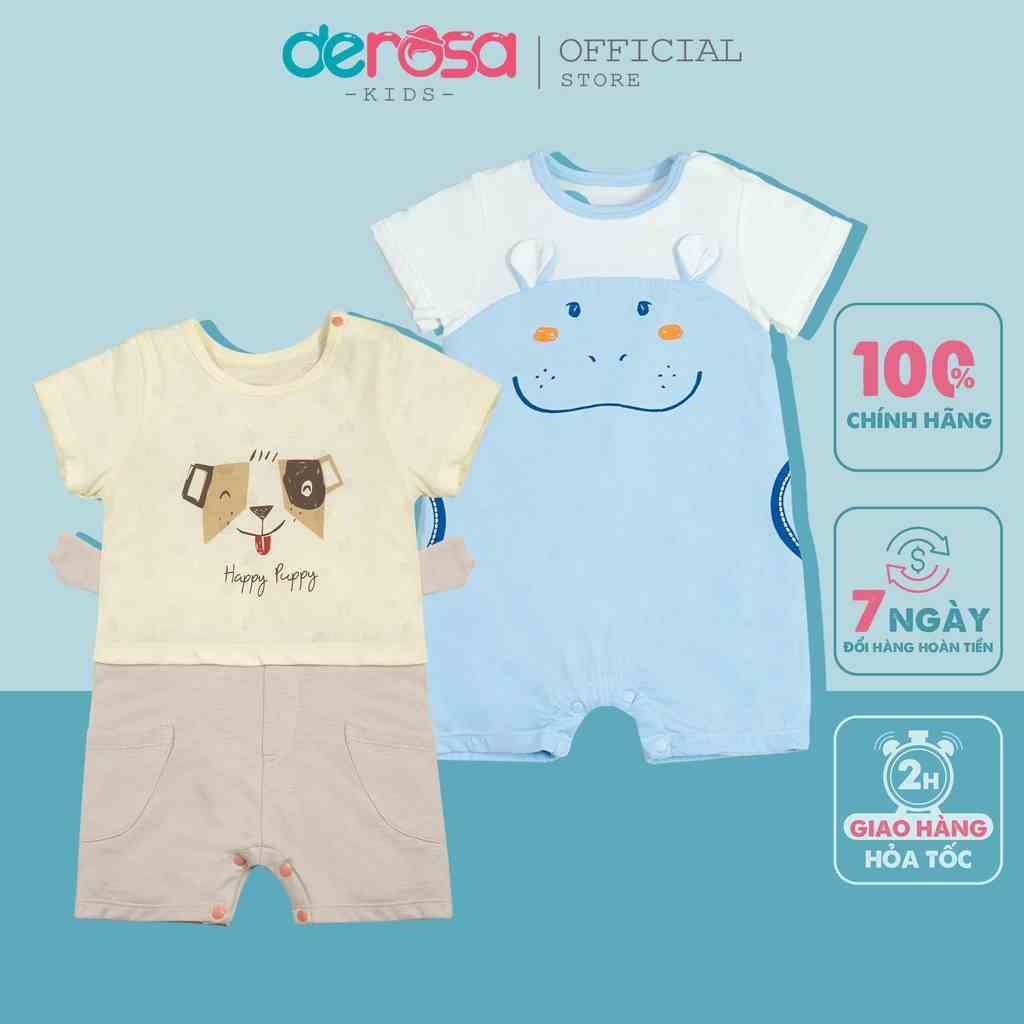 Bộ quần áo body cộc tay sơ sinh DEROSA KIDS đồ bộ liền thân cho bé từ 3 đến 12 tháng ASBB541-551BD