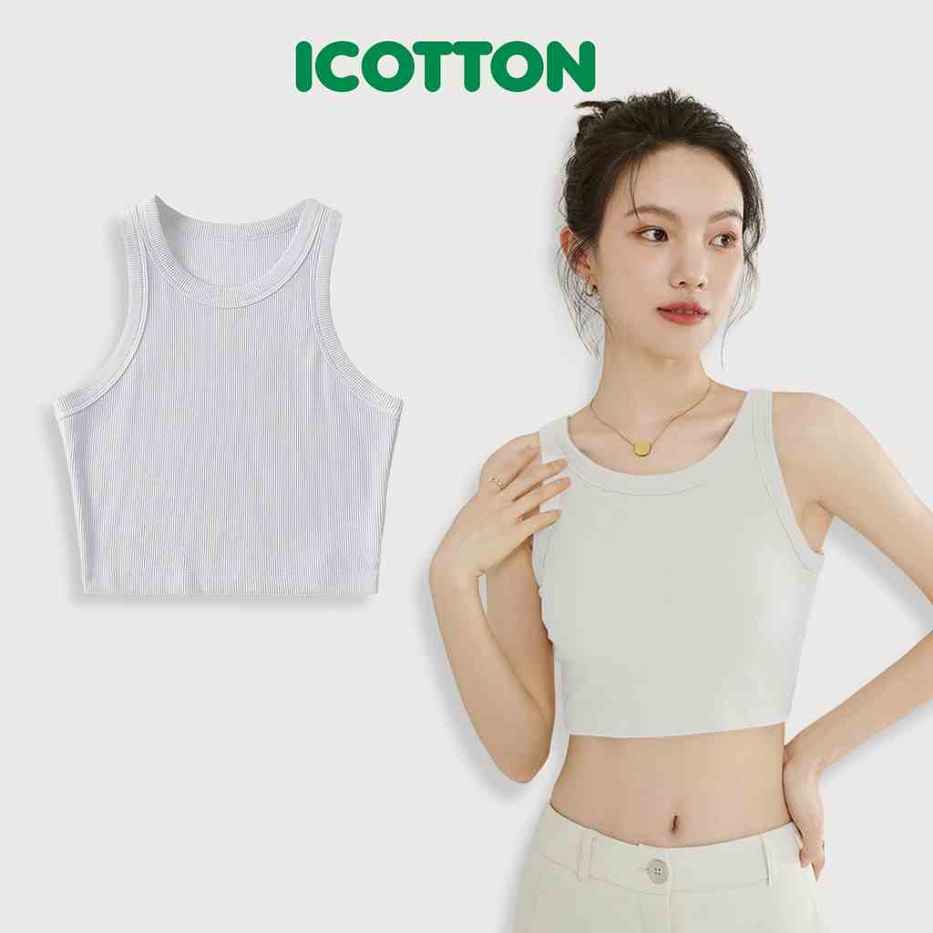 [Mã BMLTB35 giảm đến 35K đơn 99K] áo ba lỗ croptop Icotton sát nách không tay ôm body vải thun gân co giãn