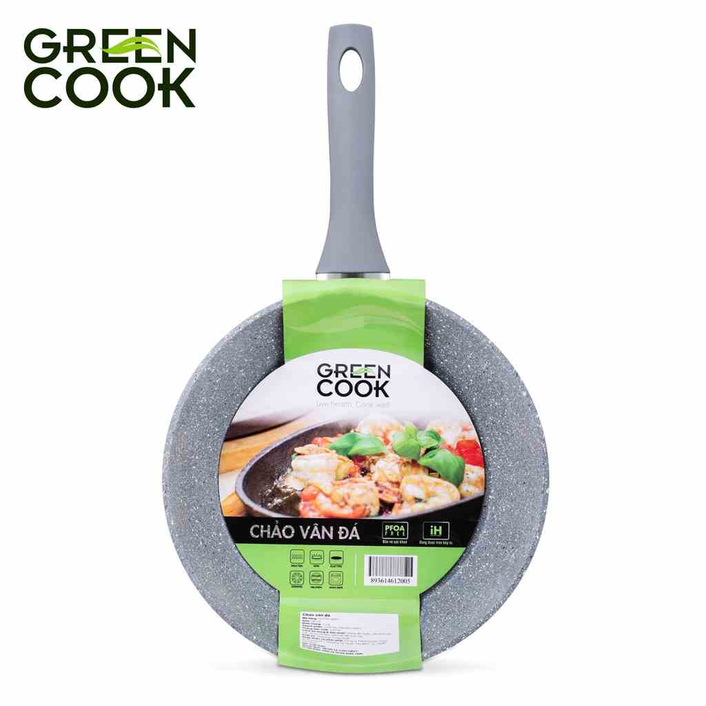 [Mã BMLTA35 giảm đến 35K đơn 99K] Chảo chống dính đáy từ Green Cook GCP tay cầm chịu nhiệt - Hàng chính hãng.