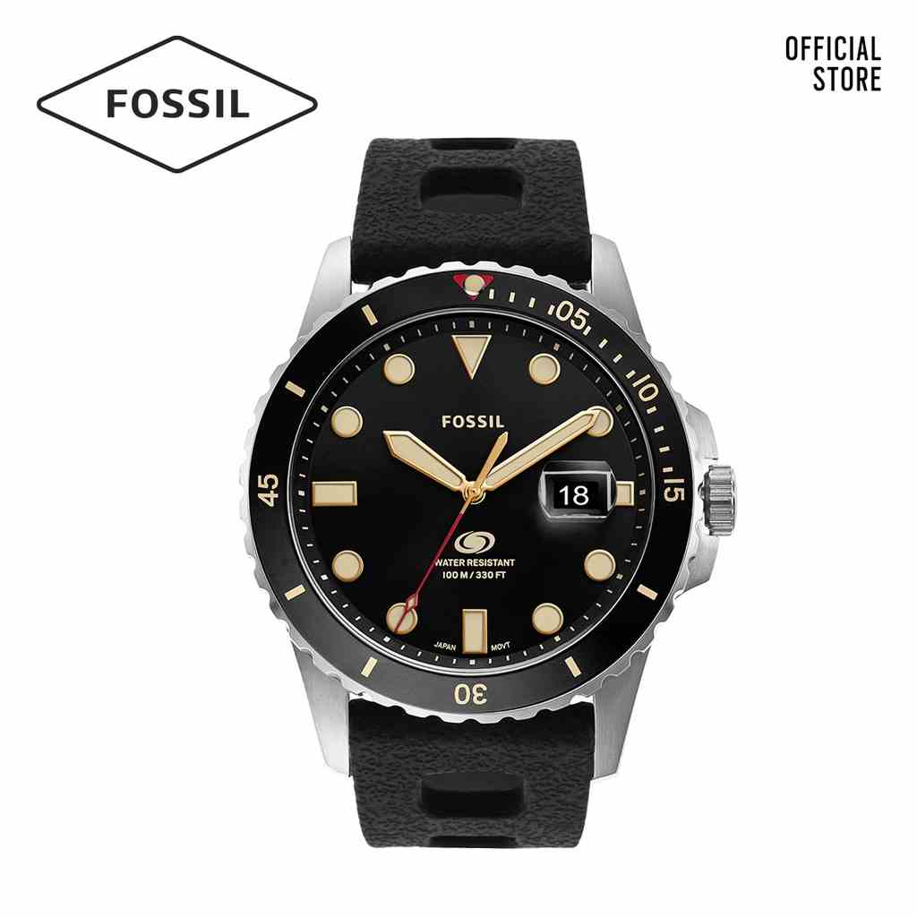 [Mã BMLTA35 giảm đến 35K đơn 99K] Đồng hồ nam Fossil BLUE FS5947 dây silicone - màu đen