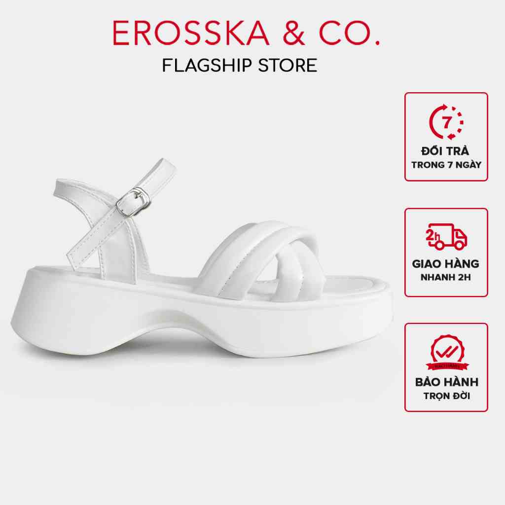 [Mã FA10K28 giảm đến 10k đơn 99k] Erosska - Sandal nữ đế xuồng quai chéo dây mảnh cao cấp cao 3cm màu đen - SB012