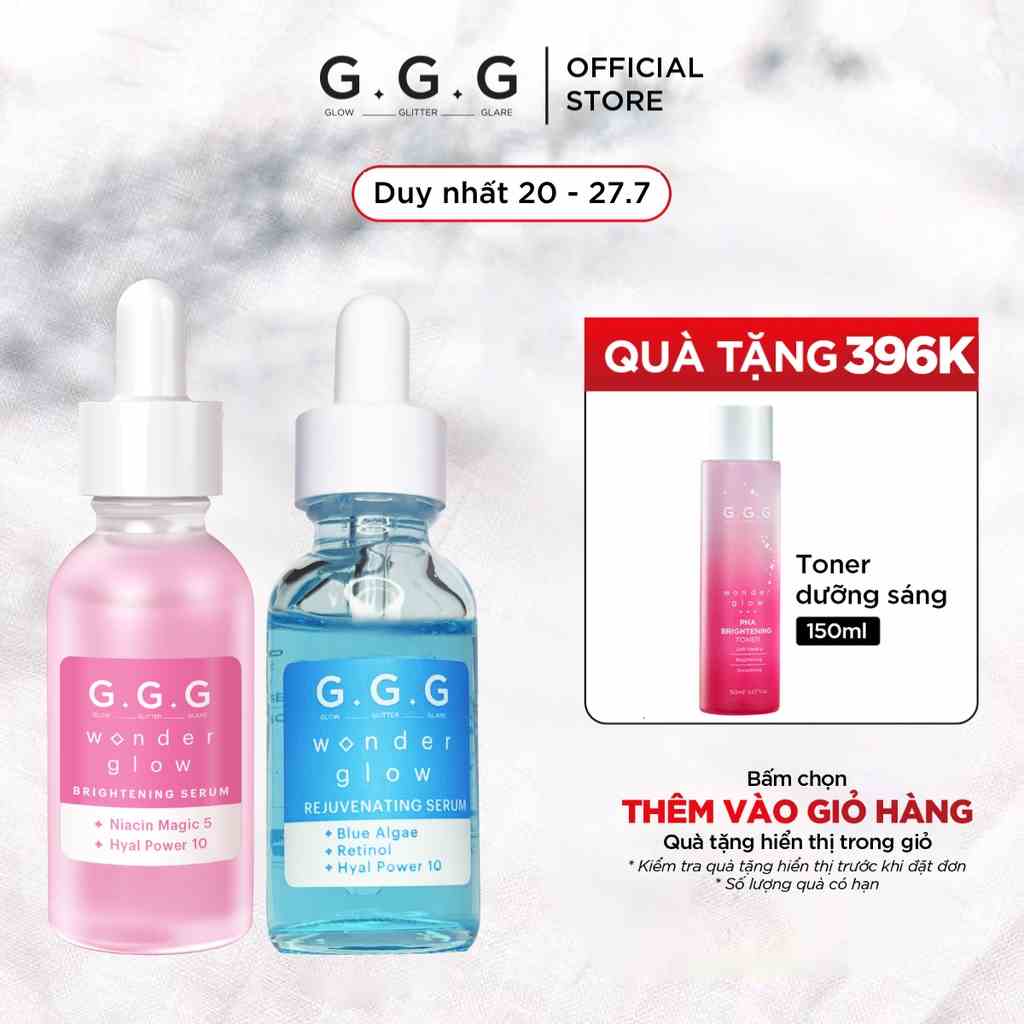 Combo Tinh Chất HA Cấp Ẩm Sâu Căng Bóng Trẻ Hóa Da GGG Wonder Glow Serum 30ml x 30ml