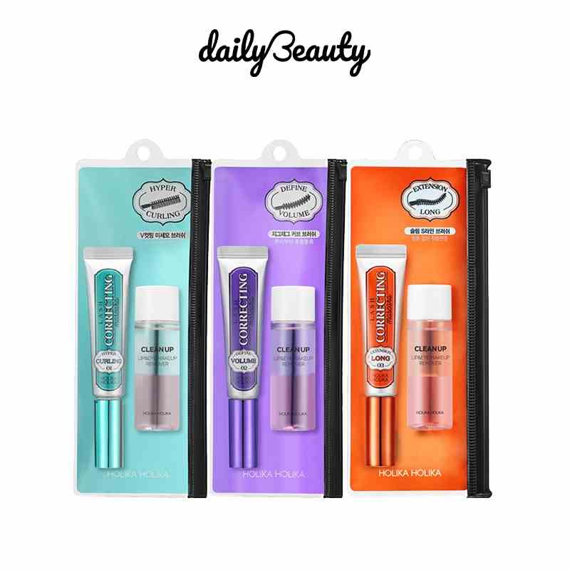 Mascara Cong Mi Chống Nước Lâu Trôi HOLIKA HOLIKA Lash Correcting Mascara 9ml kèm chai tẩy trang 30ml Daily Beauty