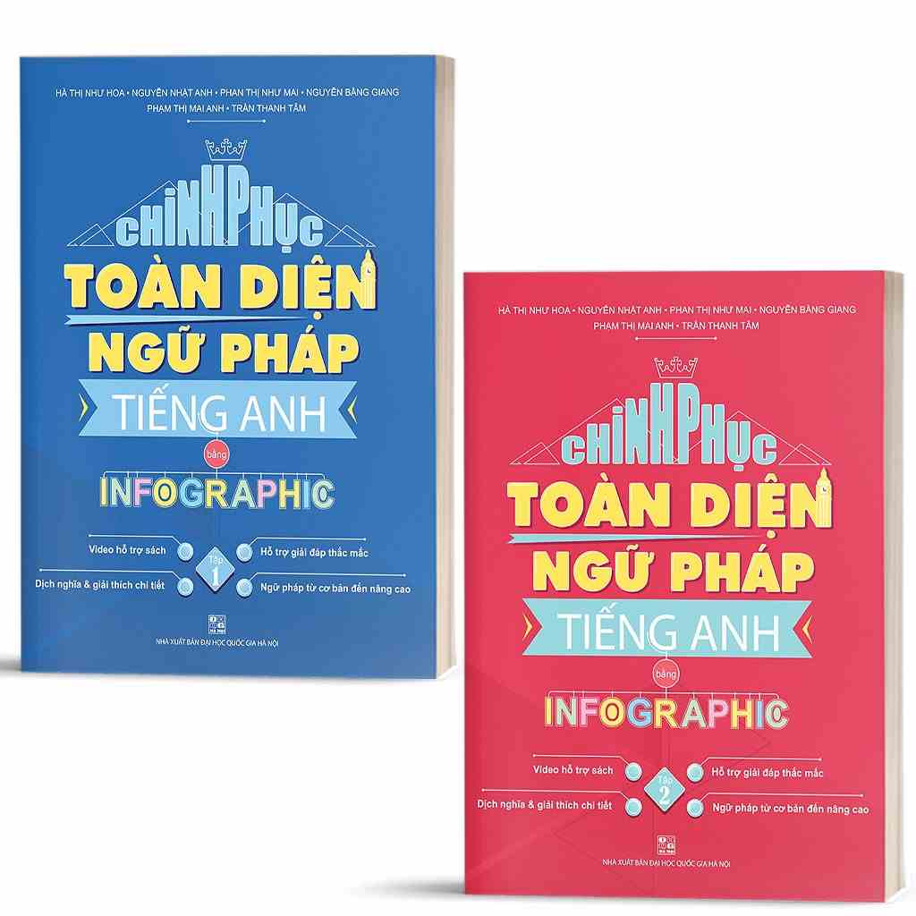 Sách - Combo Chinh phục toàn diện Ngữ pháp tiếng Anh bằng Infographic tập 1 2 lẻ tùy chọn