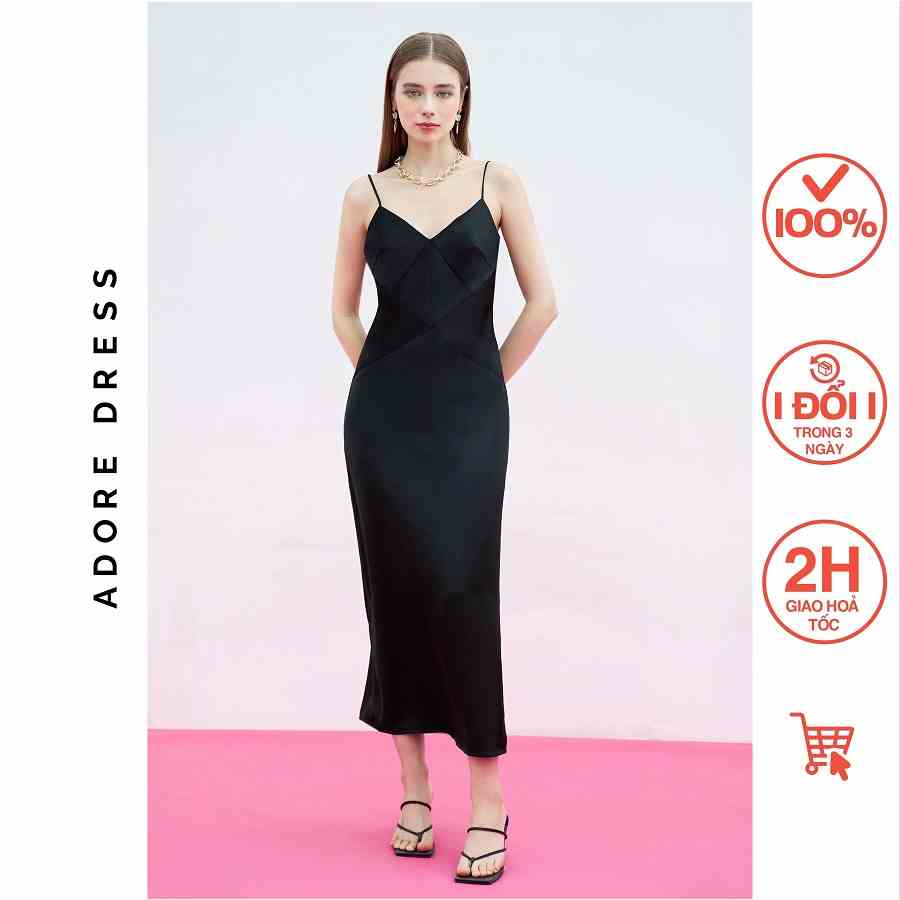 Đầm 2 dây Sleeveless dresses satin cắt xếp 313DR6003 màu ADORE DRESS