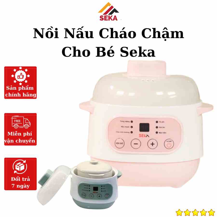 Nồi nấu cháo chậm SEKA 2 lít cho bé ăn dặm, bảo hành 12 tháng