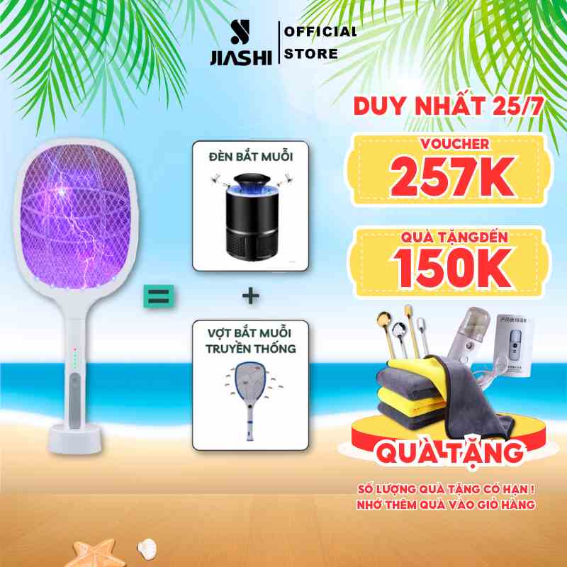 Vợt bắt muỗi kiêm đèn bắt muỗi JIASHI 2 trong 1 tự động thông minh pin 1200mAh sạc 1 lần dùng đến 25 ngày VBM02