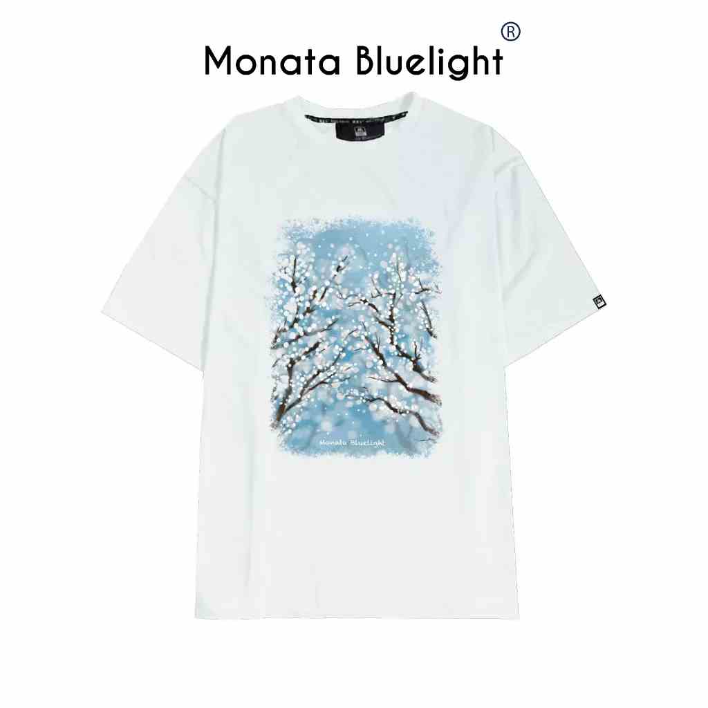 [Mua 2 giảm 7%] MONATA BLUELIGHT Spring Blossom - Áo thun form rộng cotton cao cấp