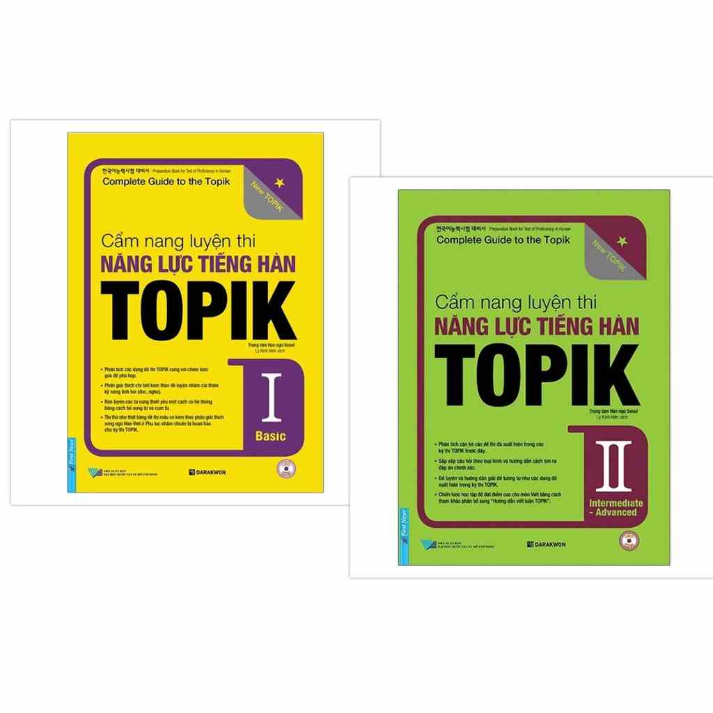 Sách - Combo Cẩm Nang Luyện Thi Năng Lực Tiếng Hàn TOPIK ( Tập 1 + Tập 2 ) + CD - First News