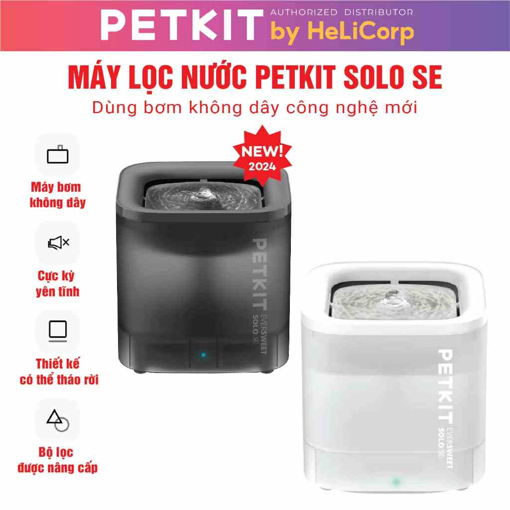 Máy Lọc Nước Cho Mèo, Máy Uống Nước Bơm Không Dây Petkit EVERSWEET SOLO SE（WIRELESS PUMP) - HeLiCorp