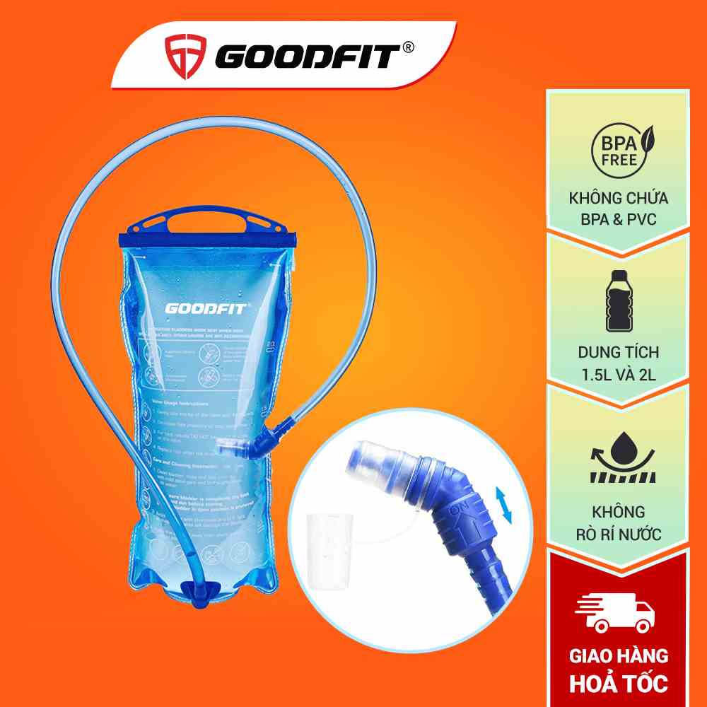 Bình nước thể thao, túi nước chạy bộ leo núi có vòi hút 1.5L 2L GoodFit GF04RA bình nước chạy bộ chất liệu TPU an toàn