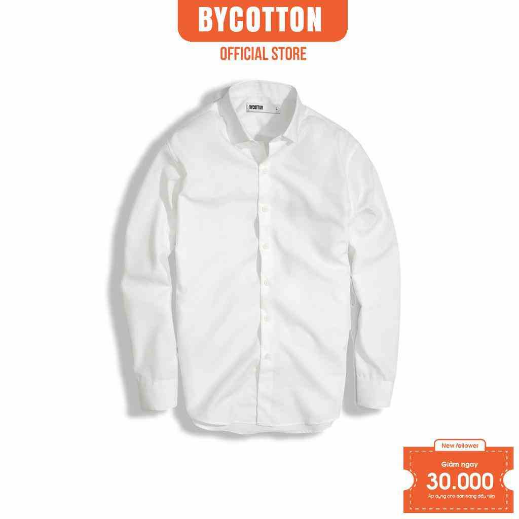 [Mã BYCOSM30 giảm 30% đơn 0K] Áo Sơ Mi Nam Dài Tay Trơn BY COTTON Shirt White 2.0