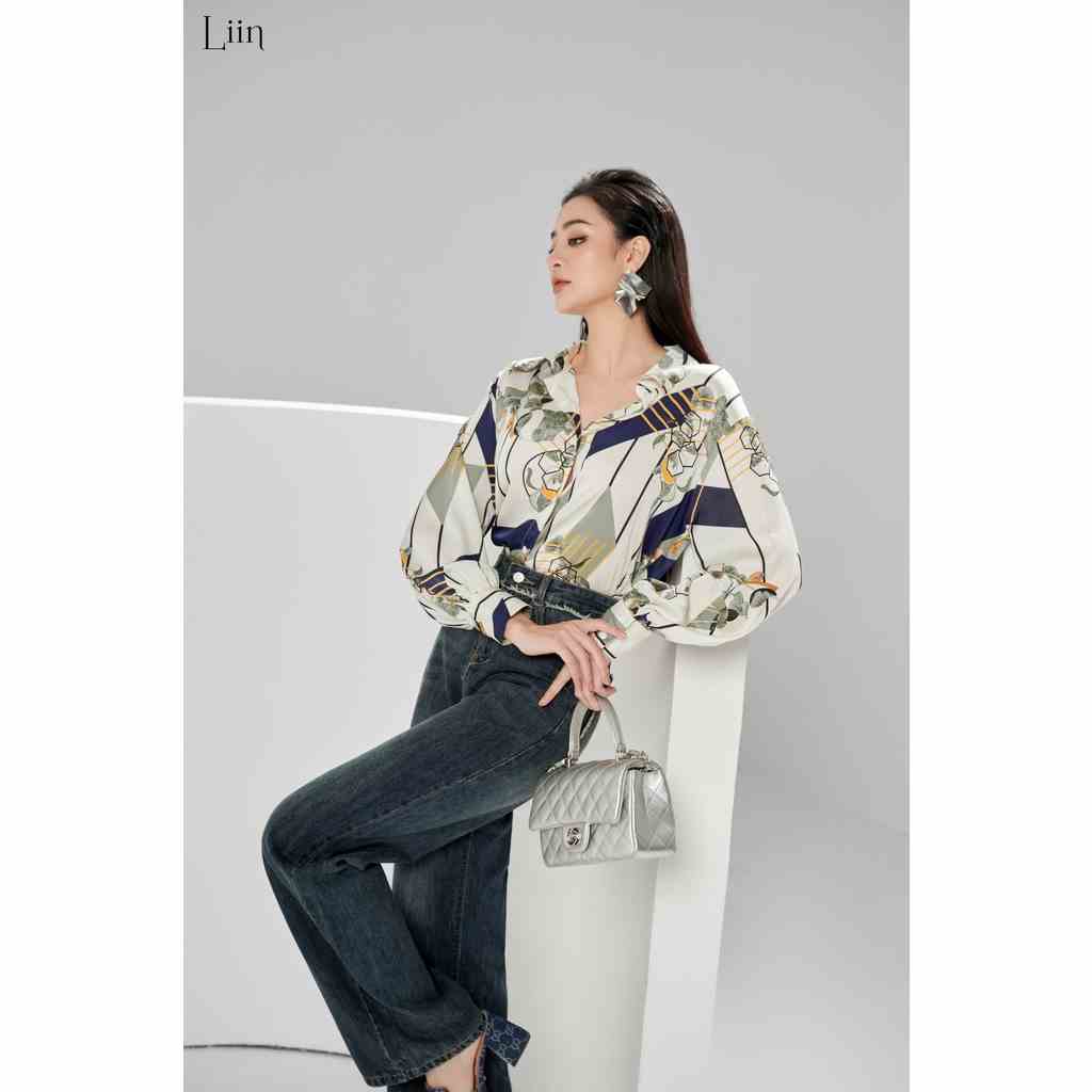 [Mã BMLTB200 giảm đến 100K đơn 499K] Áo lụa kẻ họa tiết cá tính công sở Liin Clothing SM4874