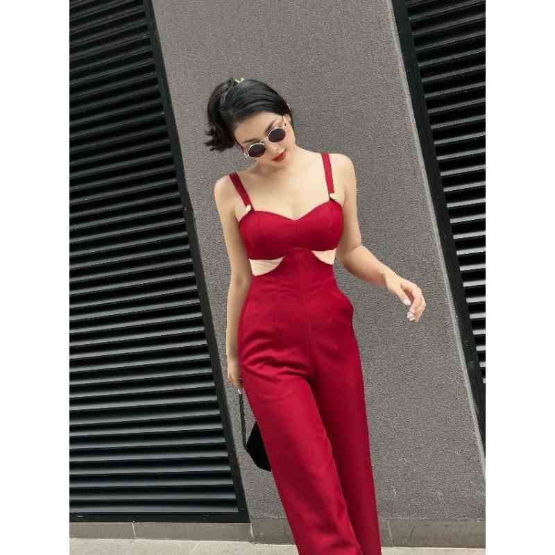 [Mã BMLTA35 giảm đến 35K đơn 99K] Jumpsuit 2 dây đính nút ( ĐỎ )