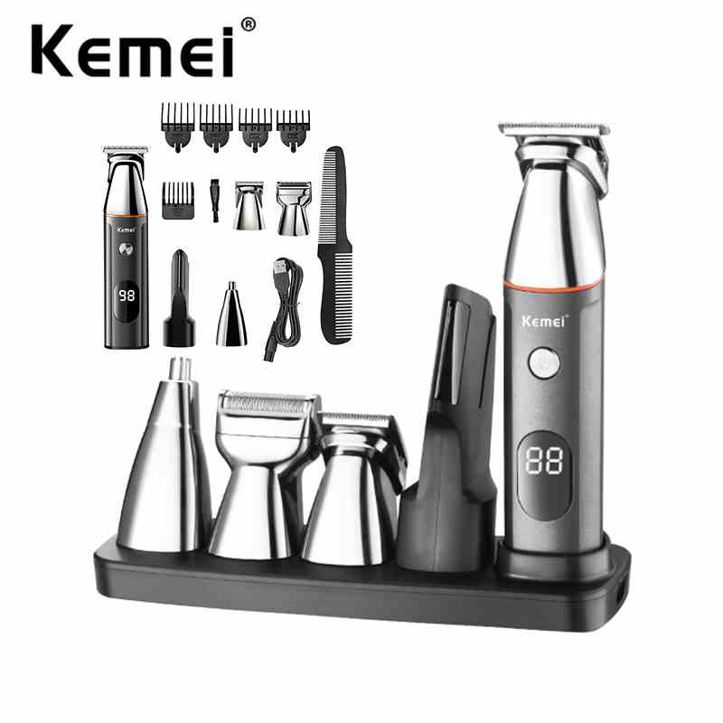 Bộ tông đơ KEMEI cắt tóc/ cạo râu/ tỉa lông mũi đa năng 5 tỏng 1