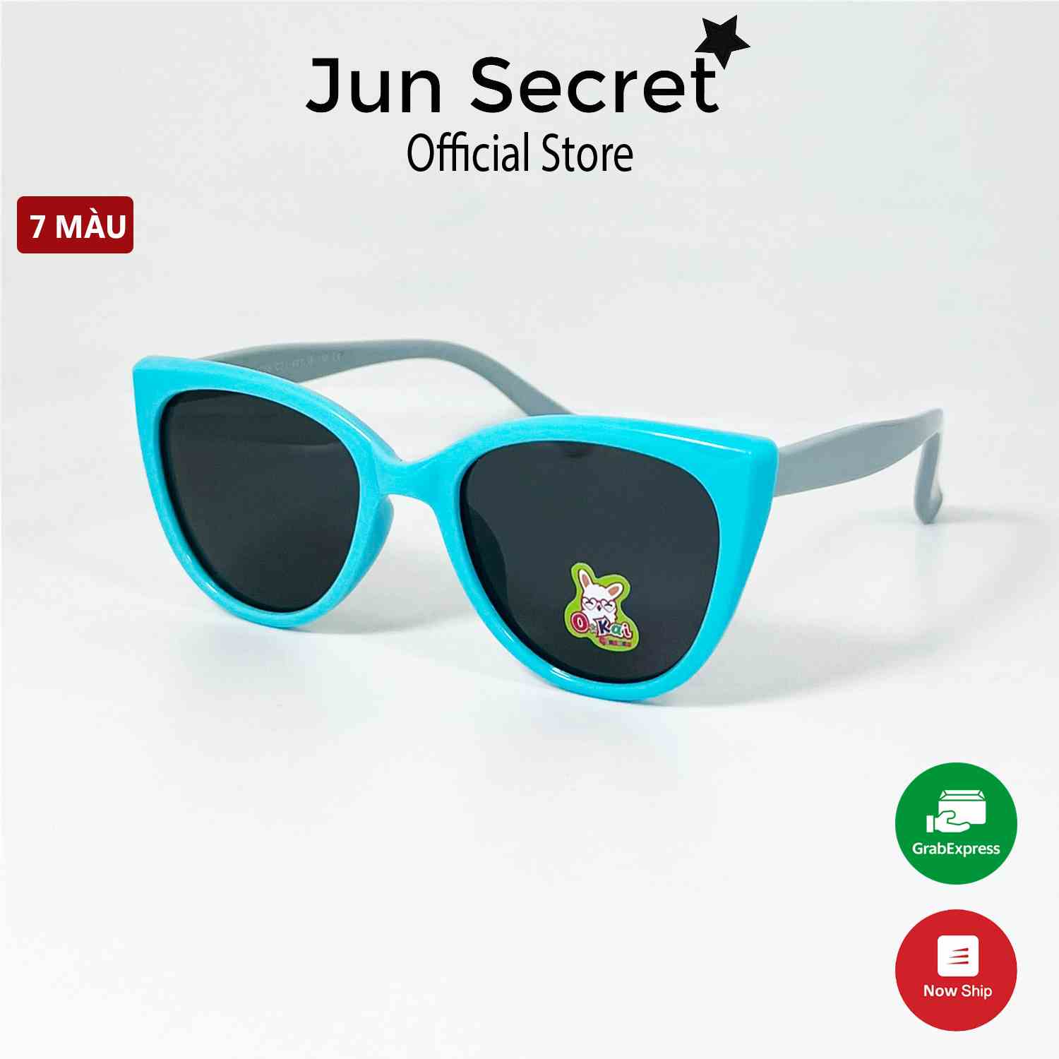 Kính mát trẻ em Jun Secret gọng nhựa dẻo, tròng chống tia Uv dành cho bé từ 2 đến 8 tuổi JS11059ĐEN