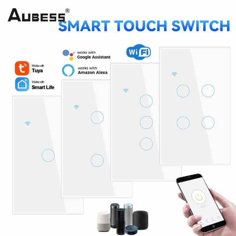 Công tắc thông minh Wifi Aubess 2.4g Công tắc đèn tường 1200w 10a Điều khiển từ xa cảm ứng/giọng nói/ứng dụng