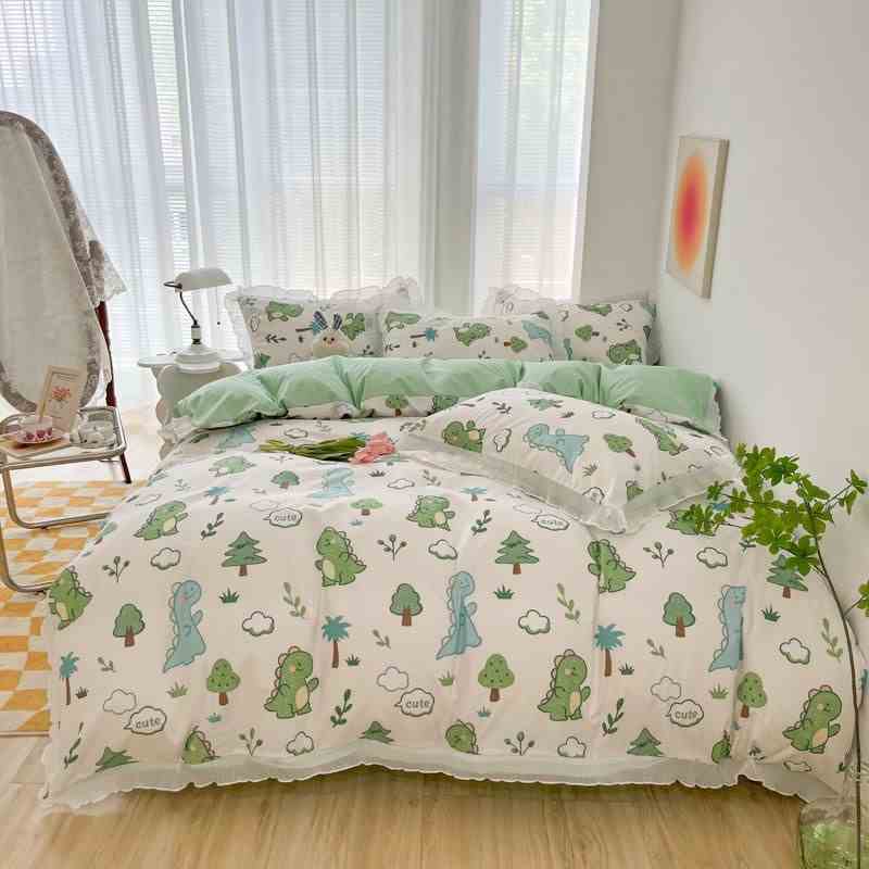 Bộ Chăn Ga Gối Cotton Đũi Viền Bèo HIN BEDDING Chất Liệu Cotton Đũi Mềm Mịn Bo Chun Miễn Phí Đủ Kích Thước