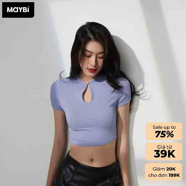 Áo thun Maybi croptop cổ trụ