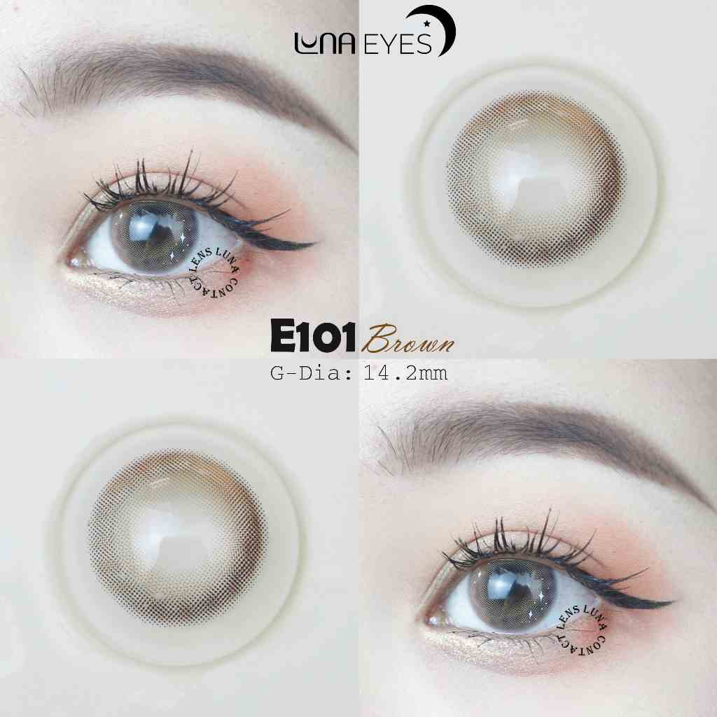 Kính áp tròng LUNA EYES E101 BROWN - Lens size vừa