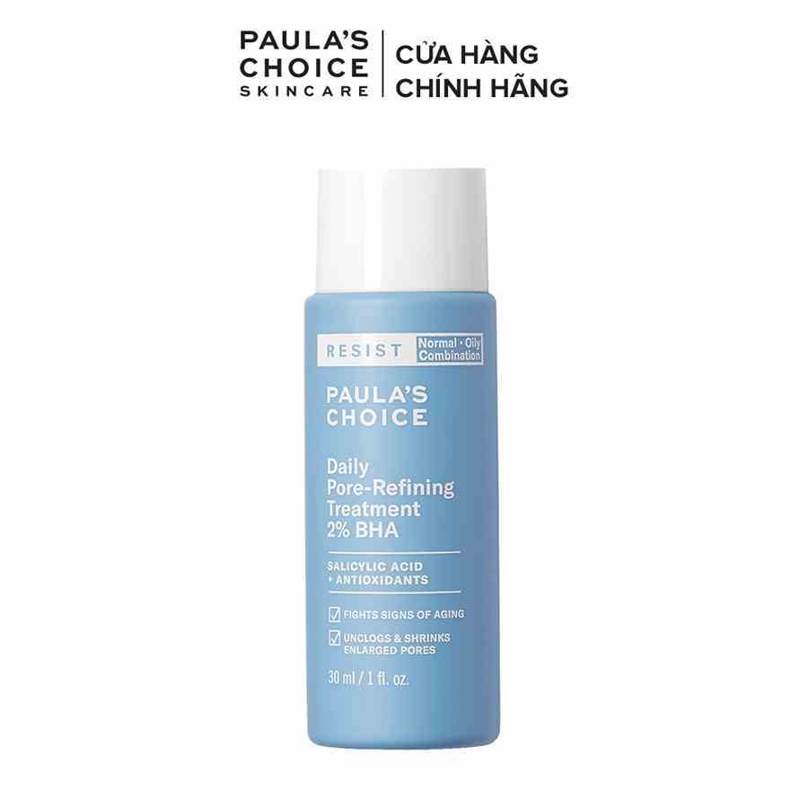 Dung dịch tẩy da chết và thu nhỏ lỗ chân lông Paulas Choice Resist Daily Pore Refining Treatment 2% BHA 30ml mã 7827.1