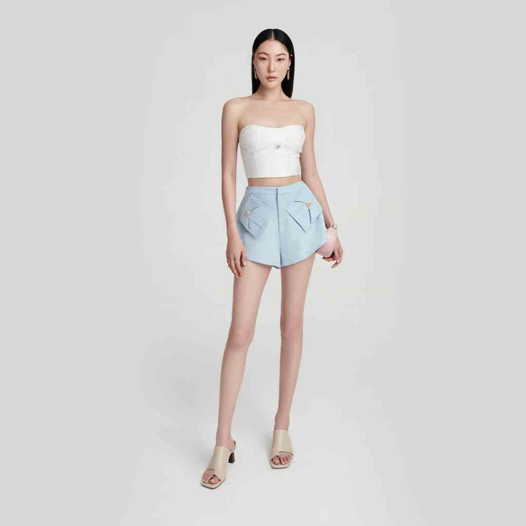 DEAR JOSÉ - Quần shorts ống rộng Boca vải chino xanh baby