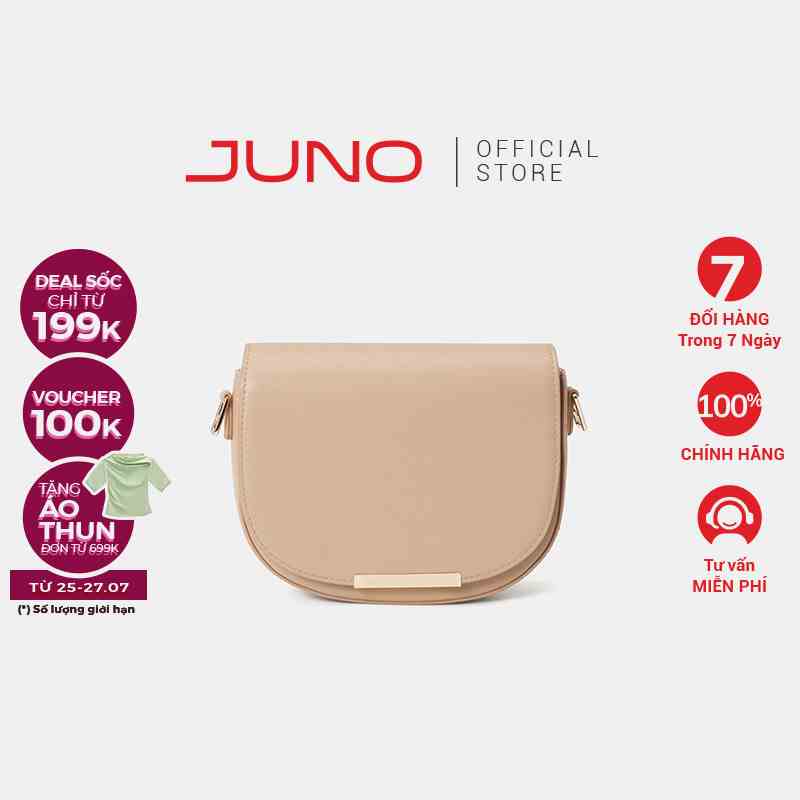 Túi Xách Nữ Thời Trang JUNO Cỡ Nhỏ Bán Nguyệt Trang Trí Kim Loại TXN712