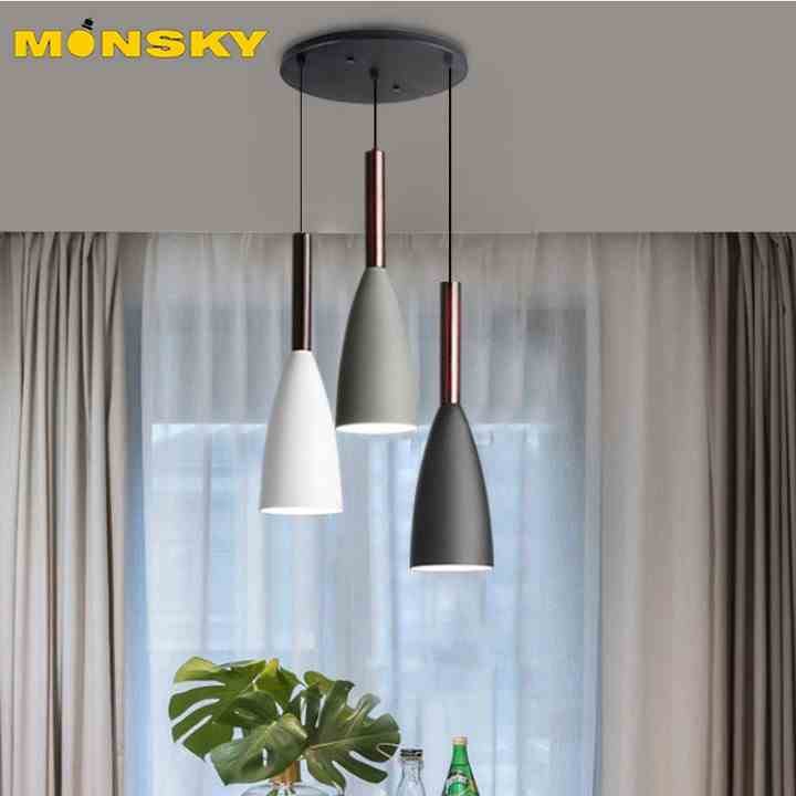 Đèn thả MONSKY SECHE trang trí phòng bếp, bàn ăn - 3 bóng chao nhôm KITCHENLAMP SEASON HOT