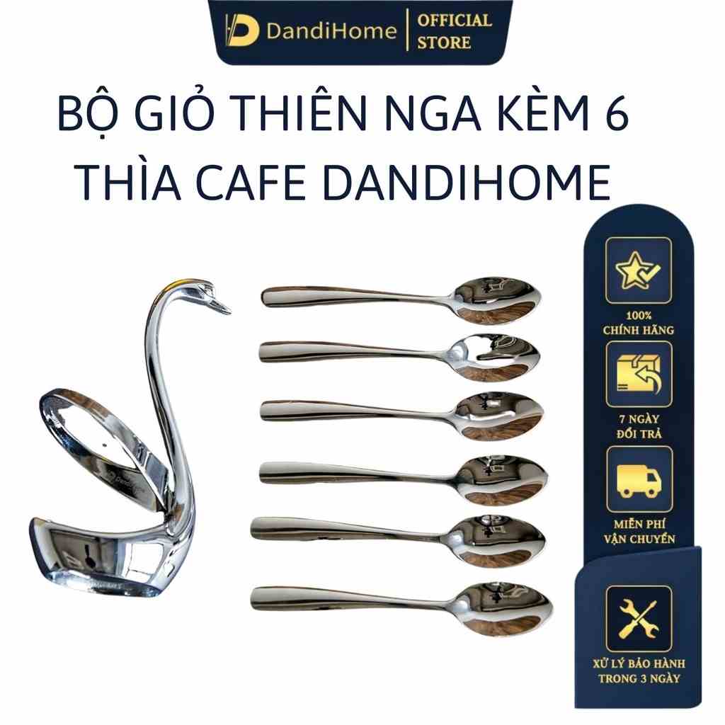 Set giỏ thiên nga DandiHome trang trí, đựng tiện dụng và 6 thìa cafe inox 304 cao cấp