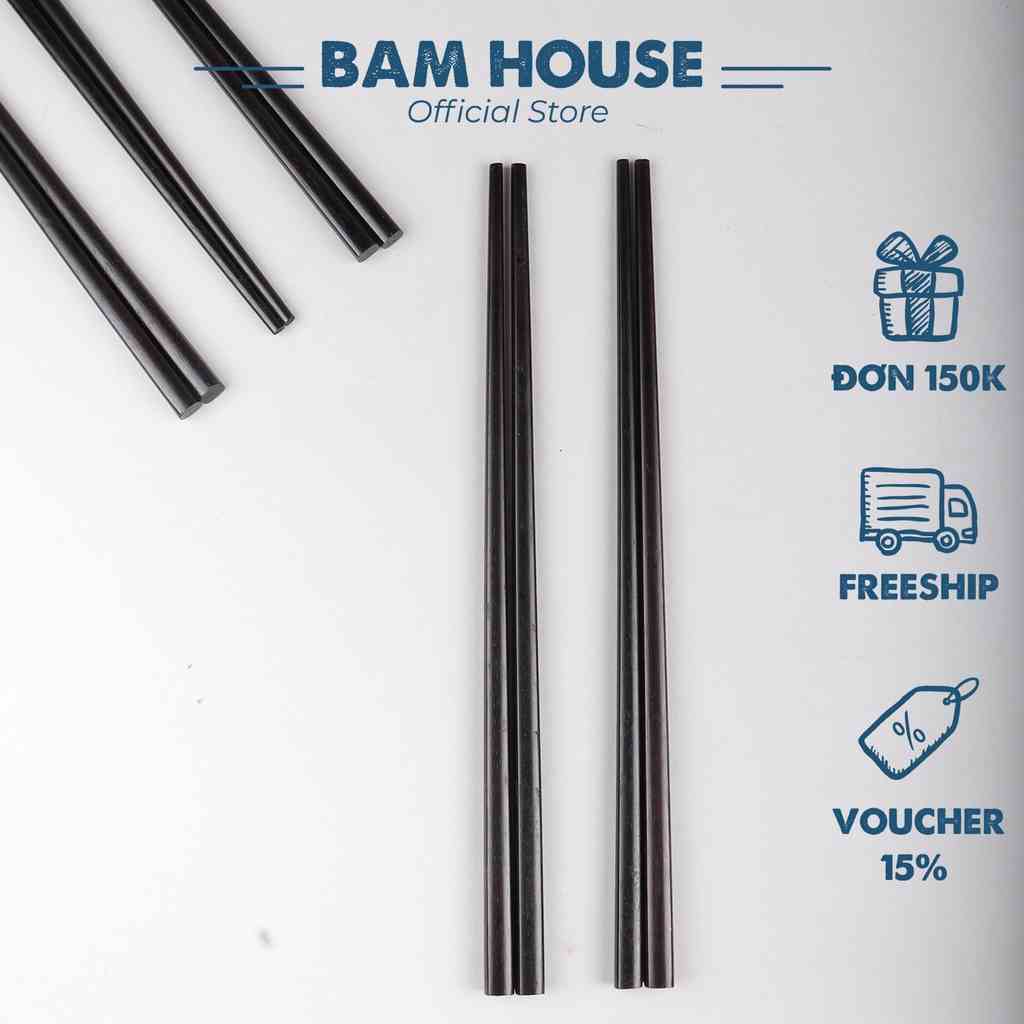 Bộ 10 đôi đũa gỗ sắn ổi Bam House màu đen cao cấp thân thiện môi trường DSO02 - Gia dụng bếp